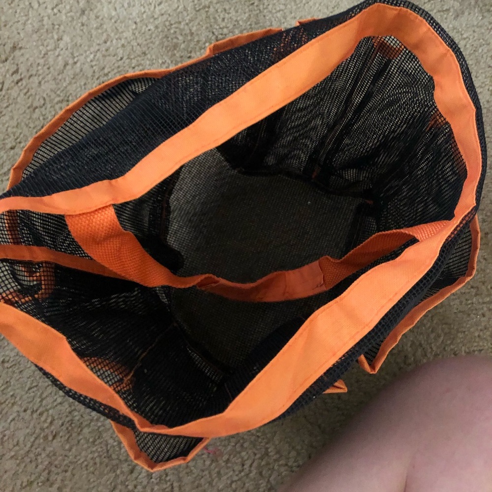 Orange dorm shower mesh caddy